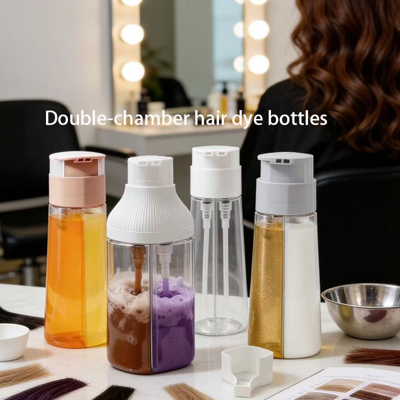Double-chamber hair dye bottles
